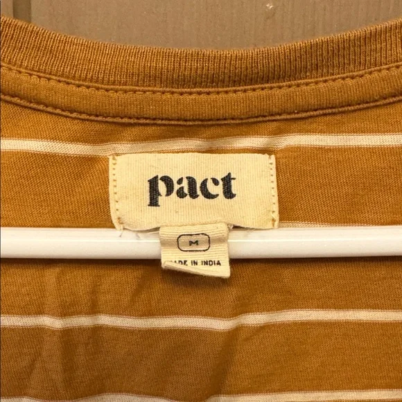 Pact Mustard Striped Softspun V-Neck Tee - Picture 2 of 2